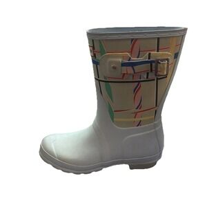 Hunter Original Short Rain Boots Tartan Plaid Waterproof Wellies Womens US 7